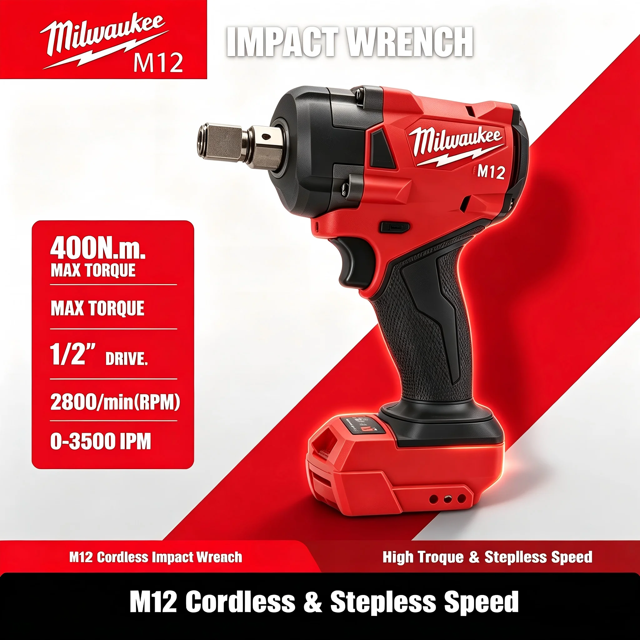 Milwaukee Drill M12 Fuel - Llave de impacto eléctrica sin escobillas