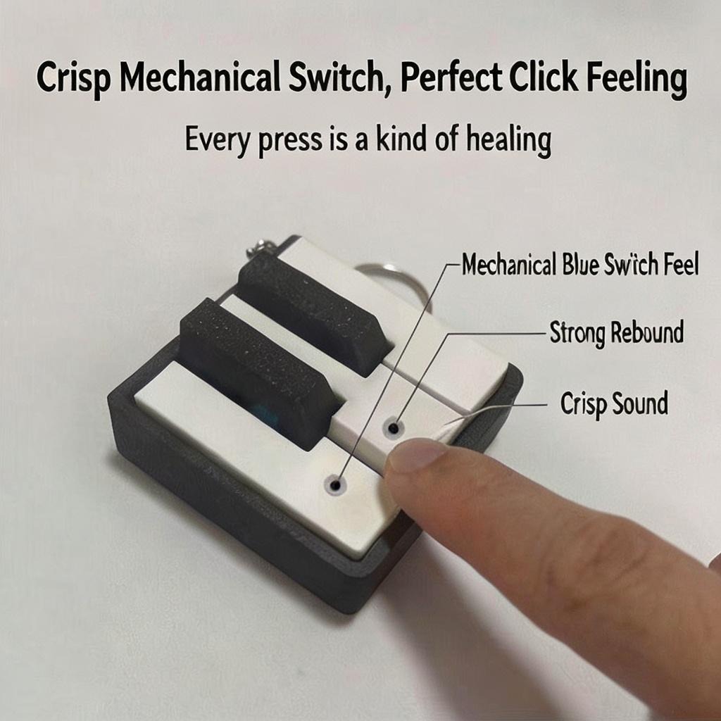 3D Printing Keychain - Divertido Clicker de Teclado de Piano